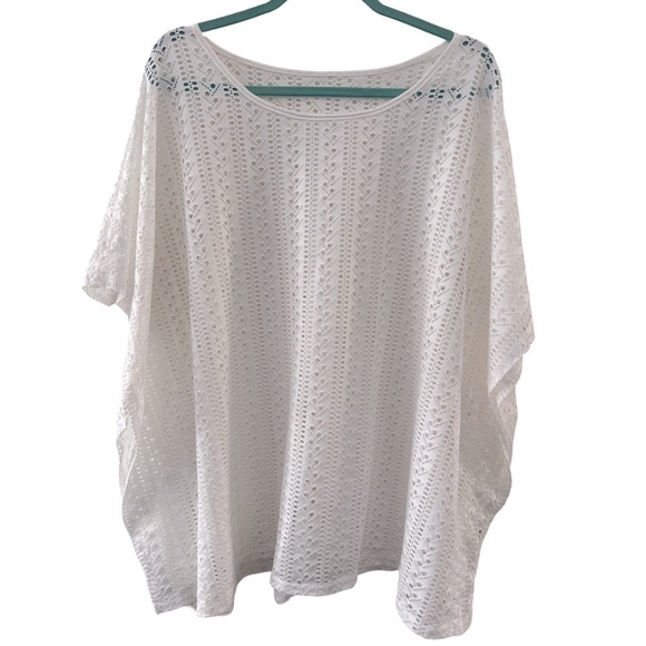 Women’s White Swim Batwing Cover Up Top - Picture 3 of 7